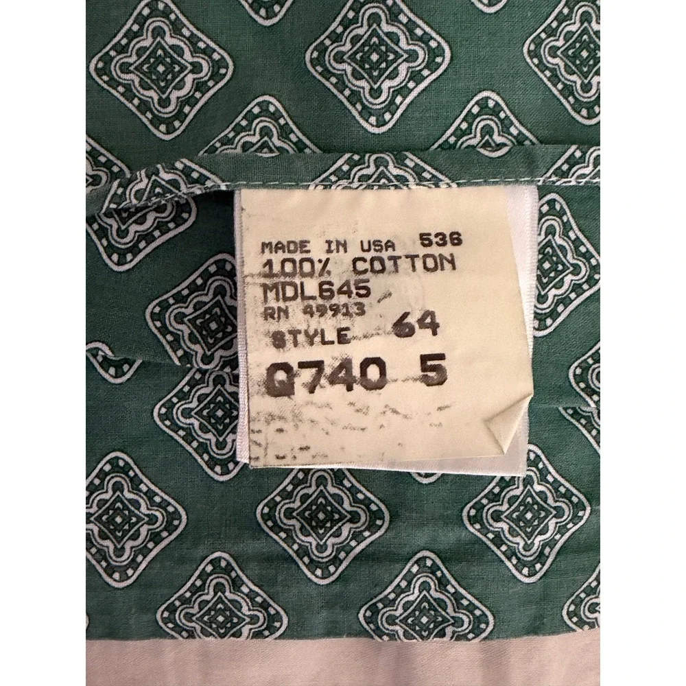 Vintage Scandia Down 3pc Sheet Set Queen Green Geometric Striped USA Made Cotton